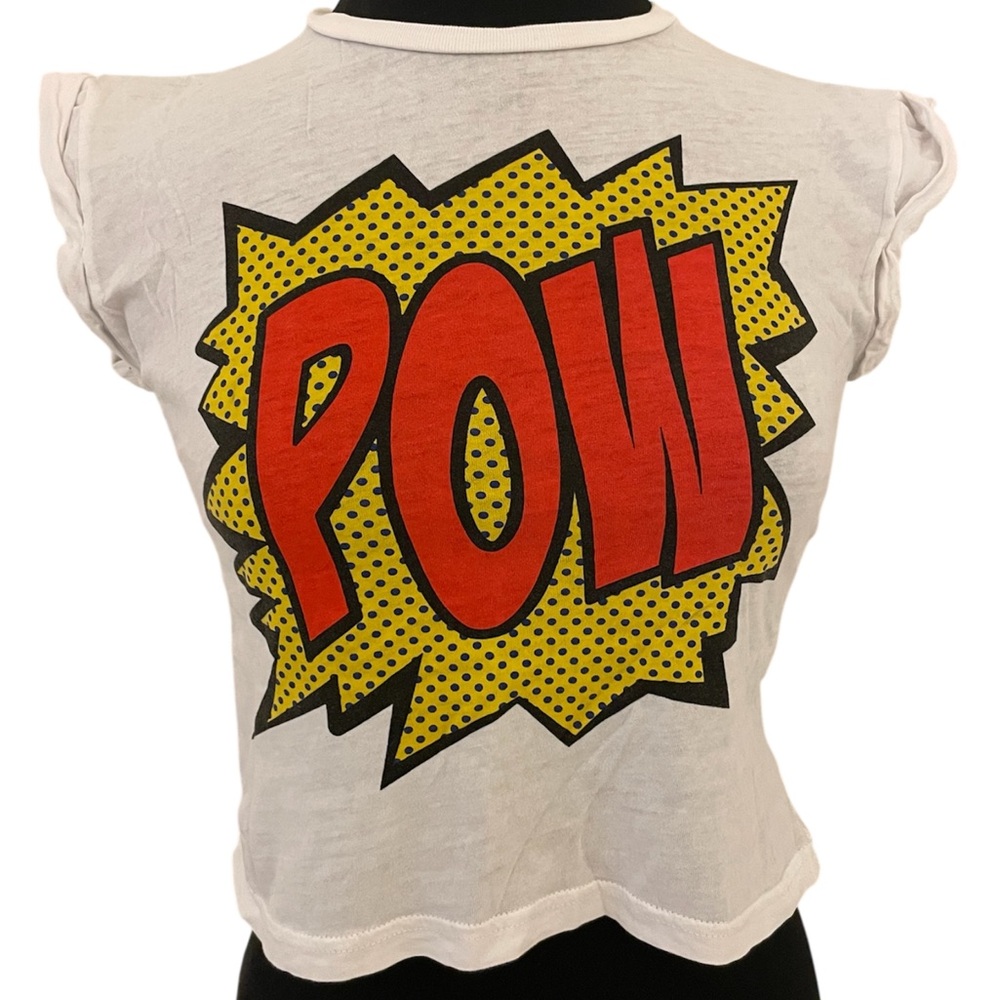 Forever 21 Red and White Comic Graphic Cap Sleeve Tee